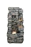 6ft Tall Silver Mirror Floor Fountain with Decorative Stones & Light