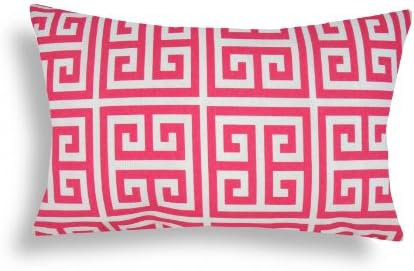 Domusworks Greek Key Lumbar Pillow, Pink