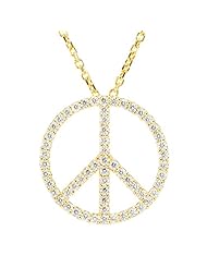 1/3 Carat Diamond Peace Sign Necklace in 14 karat Yellow Gold