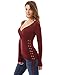 PattyBoutik Women's Long Sleeve V Neck Lace Up Blouse