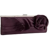 Magid Satin Clutch with Flower Accent