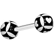 Black White Hearts Playing Card Barbell Tongue Ring