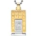 Embossed Zodiac Sign Silver and Gold Tone Rectangular Stainless Steel Pendant Necklace - Aries
