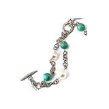 Cultured Pearl and Turquoise Fashion Bracelet in Sterling Silver