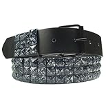 IMAGE OF New Marbleized Studs Black Fashion Belt S 30 32