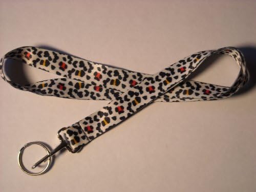 Tri-Color Leopard Animal Print Lanyard Key Chain Id Badge Holder