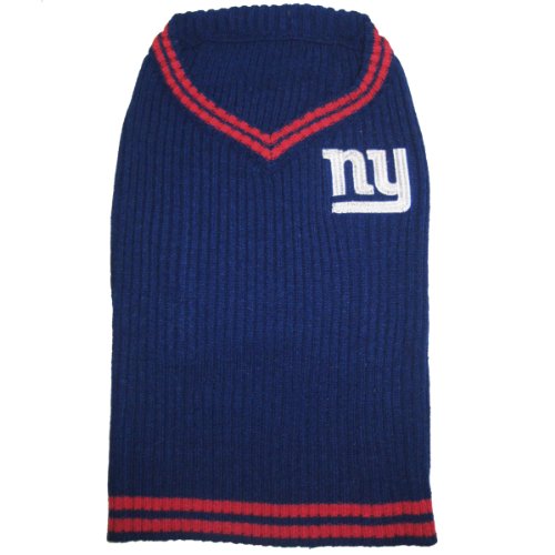 New York Giants V-Neck Dog Sweater, X-Small