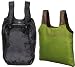 Recycled PET Lightweight Backpack and Reusable Shopping Bag Set - (Black Backpack, Green Bag)