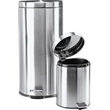 Prime Pacific PPD403-404 30-Liter and 5-Liter Stainless-Steel Trash Cans, Set of 2