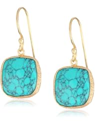 Argento Vivo Gold-Tone Round Turquoise Drop Earrings