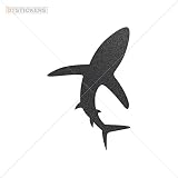 Vinyl Sticker Decals Angry Shark Sports Bike danger deep hooks carcharodon (6 X 4,05 Inches) Metallic Black