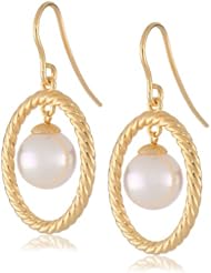 Majorica 10 mm White Round Pearl Drop in Oval Drop Earrings