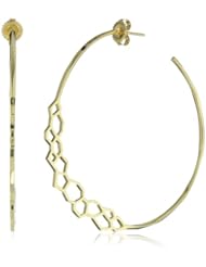 Ron Hami "Modern Culture" Yellow Gold Carved Octangular Hoop Earrings