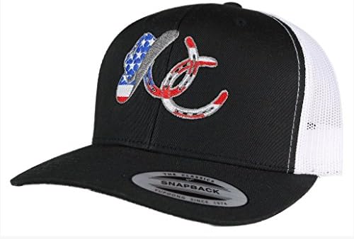 Rodeo Cowboy Ball Cap - Urban Cowboy Men's Mesh Snapback Ball Cap (American Logo/BK-WH)