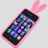 Bunny Rabit Silicone Case Skin for Iphone 4 Stand Tail Holder