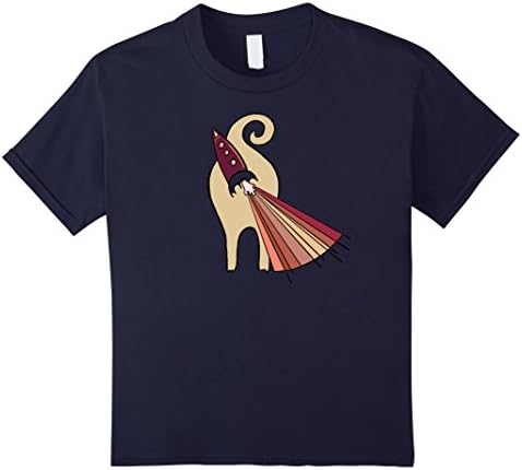 Kids Pug Fart Launched Fun Dog Butt Graphic Rocket  T Shirt 8 Navy