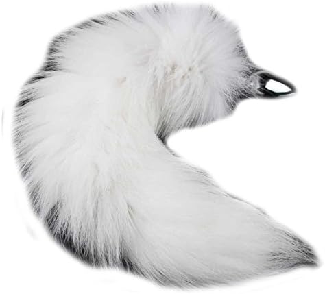 Adam Love® Fox Tail Anal Plug Metal Plated insert Butt plug Fetish Bondage System Couple Connected Anal's Plug Kit with Colorful Tail Love (White Tail)