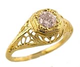 14k Yellow Gold Antique Style Filigree .25ct Moissanite Ring