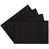 Benson Mills Bali Bamboo Placemats 12-inch x 18-inch, Black, Set of 4