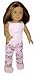 Pink Flannel with Green Turtle Patterned Bottoms, Light Pink Sleeping Tank, Light Pink Fuzzy Slippers, Fits 18
