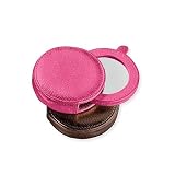 Round Mirror, Genuine Goatskin Leather, 2" 3/4