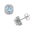 FOJO's Diamonds in Silver Cushion Cut Blue Topaz Stud Earrings (1/10 ct. tw.)