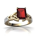 14K Yellow Gold Emerald-cut Genuine Garnet Engagement Ring