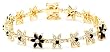 18k Yellow Gold Plated Sterling Silver Sapphire and Diamond Accent Flower Bracelet, 7.25"
