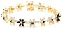 18k Yellow Gold Plated Sterling Silver Sapphire and Diamond Accent Flower Bracelet, 7.25"