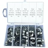 50 pcs Assortment Case-SS Single Ear Hose Clamps 5/8" to 13/16" or 16.2mm-21mm