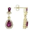 14K Yellow Gold Ruby and Diamond Earrings