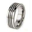 Grooved Polished Black Plated Tungsten Carbide Ring (8.0mm) - Sizes 8 - 13