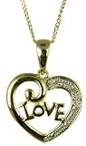 Image of 9ct Yellow Gold Ladies Diamond Set Open Heart Love Pendant On 18