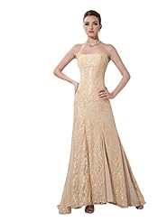 Strapless Floor Length Natural   Waistline Vintage Lace Mermaid Evening Dress 
