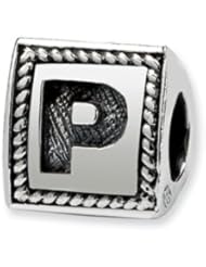 Triangle Block, Letter P Charm in Silver For 3mm Charm Bracelets