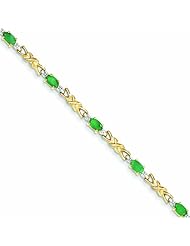 2.5 Carat 14K Gold Diamond and Emerald Oval Bracelet