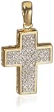 9ct Yellow Gold Pave Diamond Cross Pendant