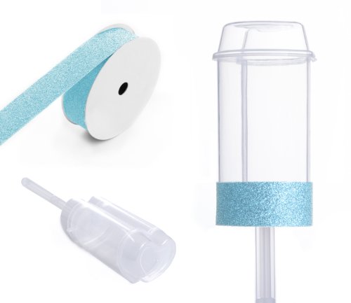 Dress My Cupcake DMC91929 Heart Shaped Clear Push Pops 100-Pack Plastic Containers with Lid DIY Kit, Sky Blue Glitter