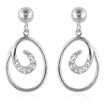 Sterling Silver and White Sapphire Swirl Earrings