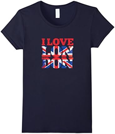Women's I Love London - British Flag - United Kingdom - T Shirt Large Navy