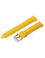 22mm Yellow Classic Croco Grain Leather Watch Band Strap (Quick Release Pins!) with Stainless Steel Buckle - Fits All Watches!!!