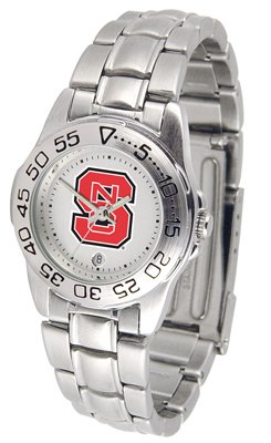 North Carolina State Wolfpack Suntime Ladies Sports Watch w/ Steel Band - NCAA College Athletics