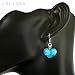 925 Sterling Silver Hand Blown Venetian Murano Glass Sky Blue Heart Shaped Dangle Hook Earrings