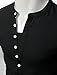 Doublju Mens Henley T-shirts with Short Sleeve BLACK (US-S)