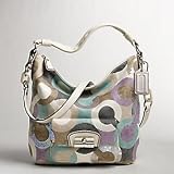 Coach Graphic Op Art Signature Sequin Kristin Shoulder Hobo Bag Purse Multi