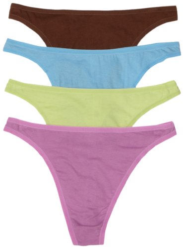Fruit of the Loom Women's 4-Pack Cotton Fashion Thongs