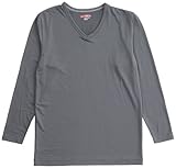 (ヘインズ)Hanes エステルベアテン長袖VネックTシャツ 54-741N-080  チャコールグレー M