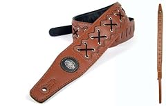 Brown 'Biker Series' Leather Guitar Strap for Electric/Acoustic/Bass Guitar