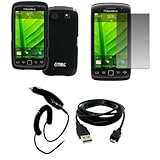 EMPIRE Black Rubberized Hard Case Cover + Screen Protector + Car Charger (C ....