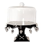 SKULL & BONES Pedestal Cake Plate HALLOWEEN Gothic NEW